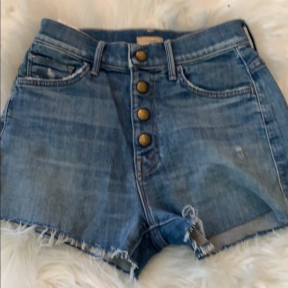 Mother denim cut off shorts with snap closure
